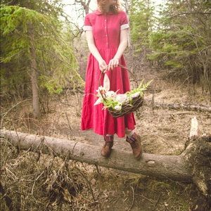 Strawberry Son de Flor classic linen dress